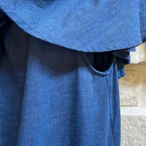 Madewell off the shoulder Chambray blue mini dress. Excellent condition . SZ M - Picture 2 of 5